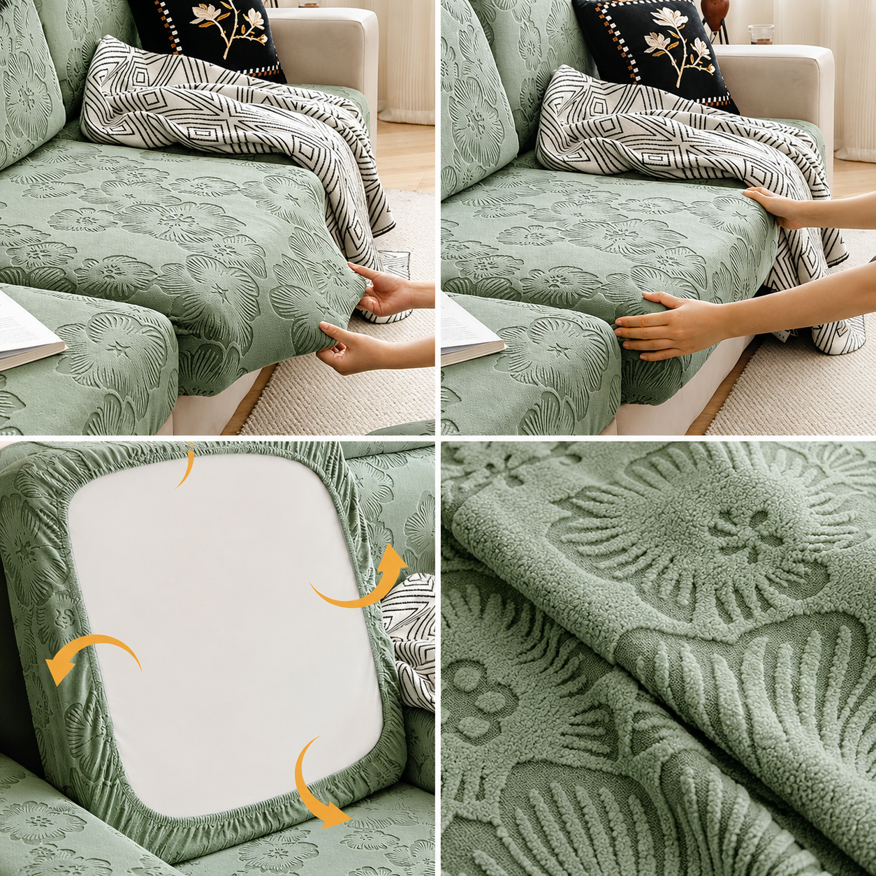 Anti Slip Floral L Shaped Sectional Cushion Sofa Couch Cover