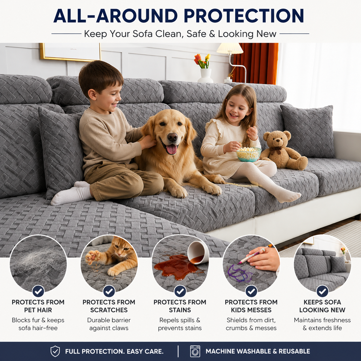 Anti Slip L Shaped Sectional Cushion Sofa Couch Cover