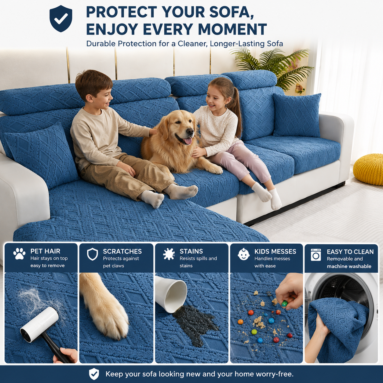 Anti Slip Jacquard L Shaped Sectional Cushion Sofa Couch Cover