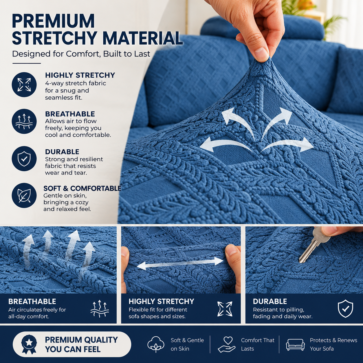 Anti Slip Jacquard L Shaped Sectional Cushion Sofa Couch Cover