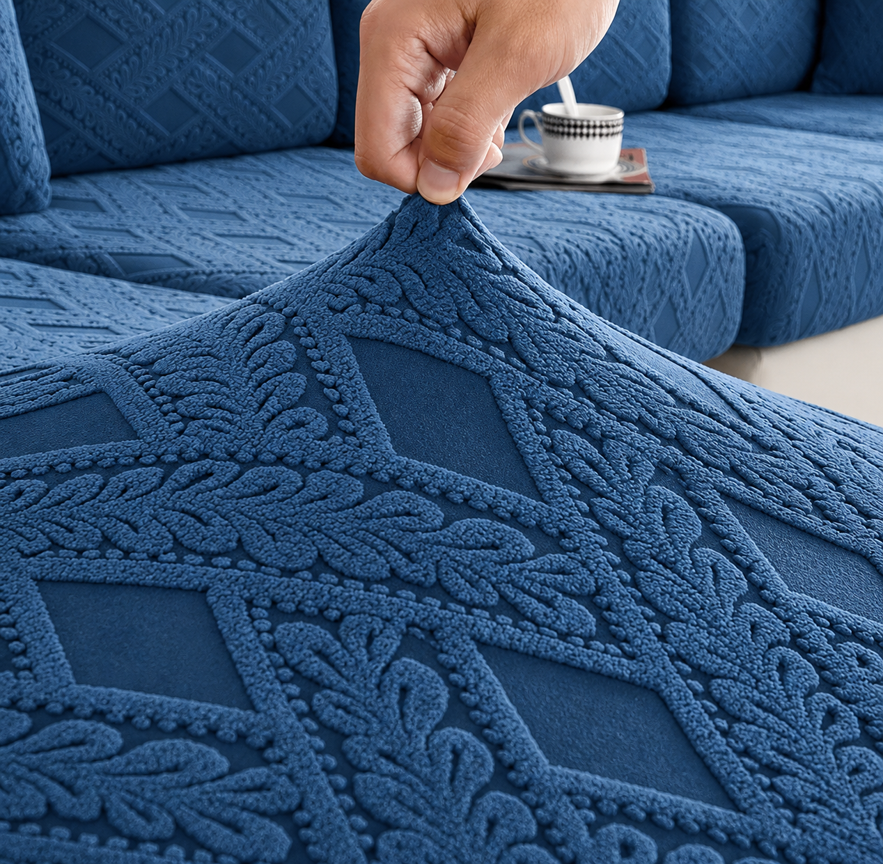 Anti Slip Jacquard L Shaped Sectional Cushion Sofa Couch Cover