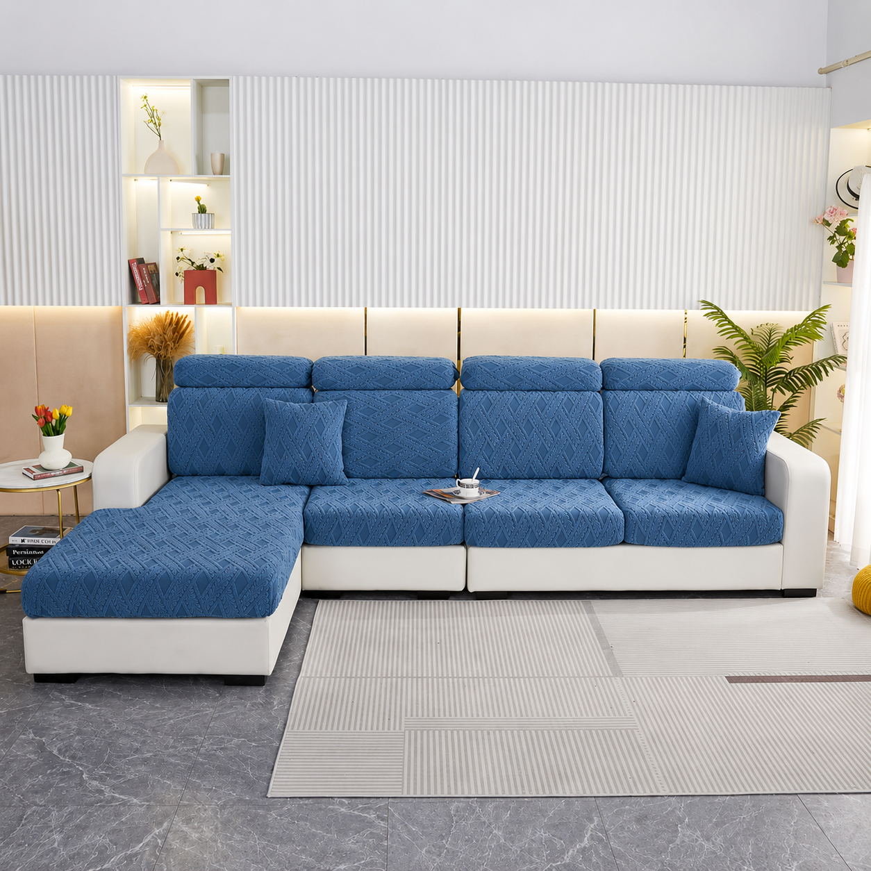 Anti Slip Jacquard L Shaped Sectional Cushion Sofa Couch Cover