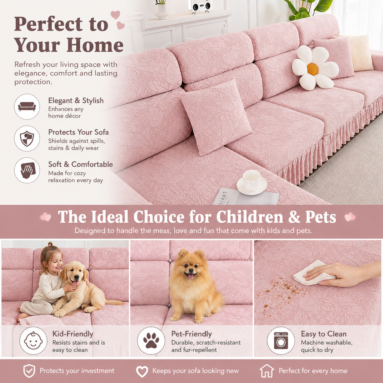 Jacquard Anti-Slip L Shaped Skirt Cushion Sofa Couch Cover