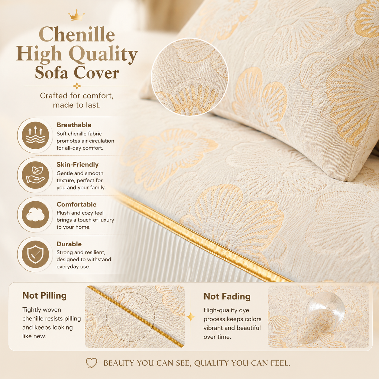 Non Slip Chenille Luxury Sofa Couch Cover