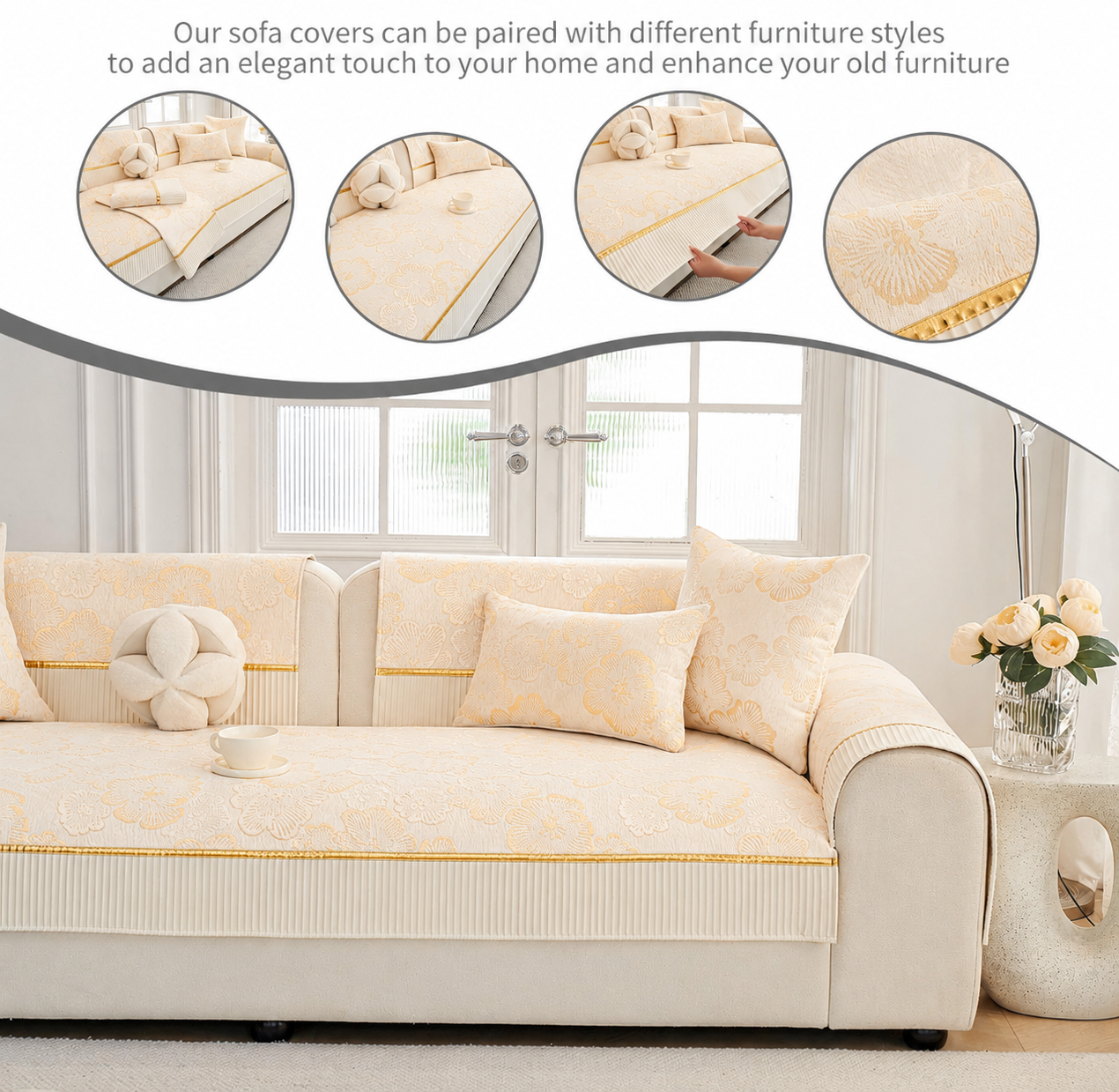 Non Slip Chenille Luxury Sofa Couch Cover