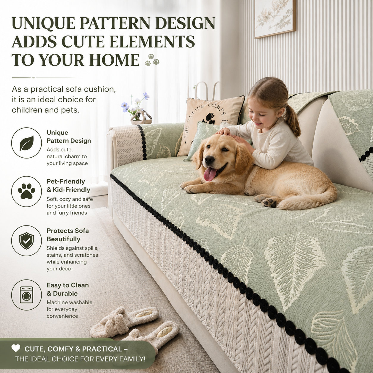 Non-Slip Jacquard Chenille Sofa Couch Cover