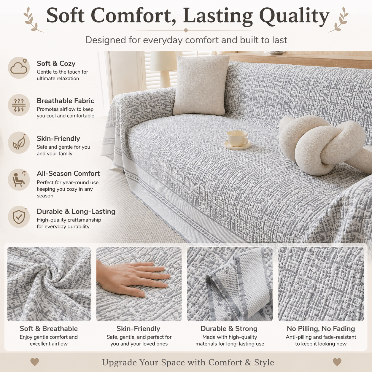 Non-Slip Elegant Geometric Tassels Sofa Couch Cover