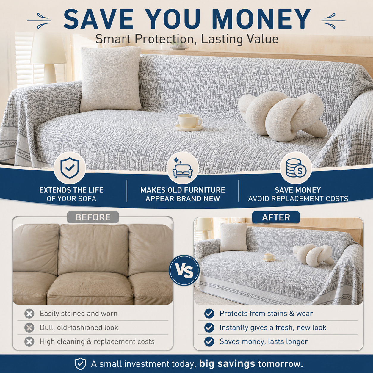 Non-Slip Elegant Geometric Tassels Sofa Couch Cover