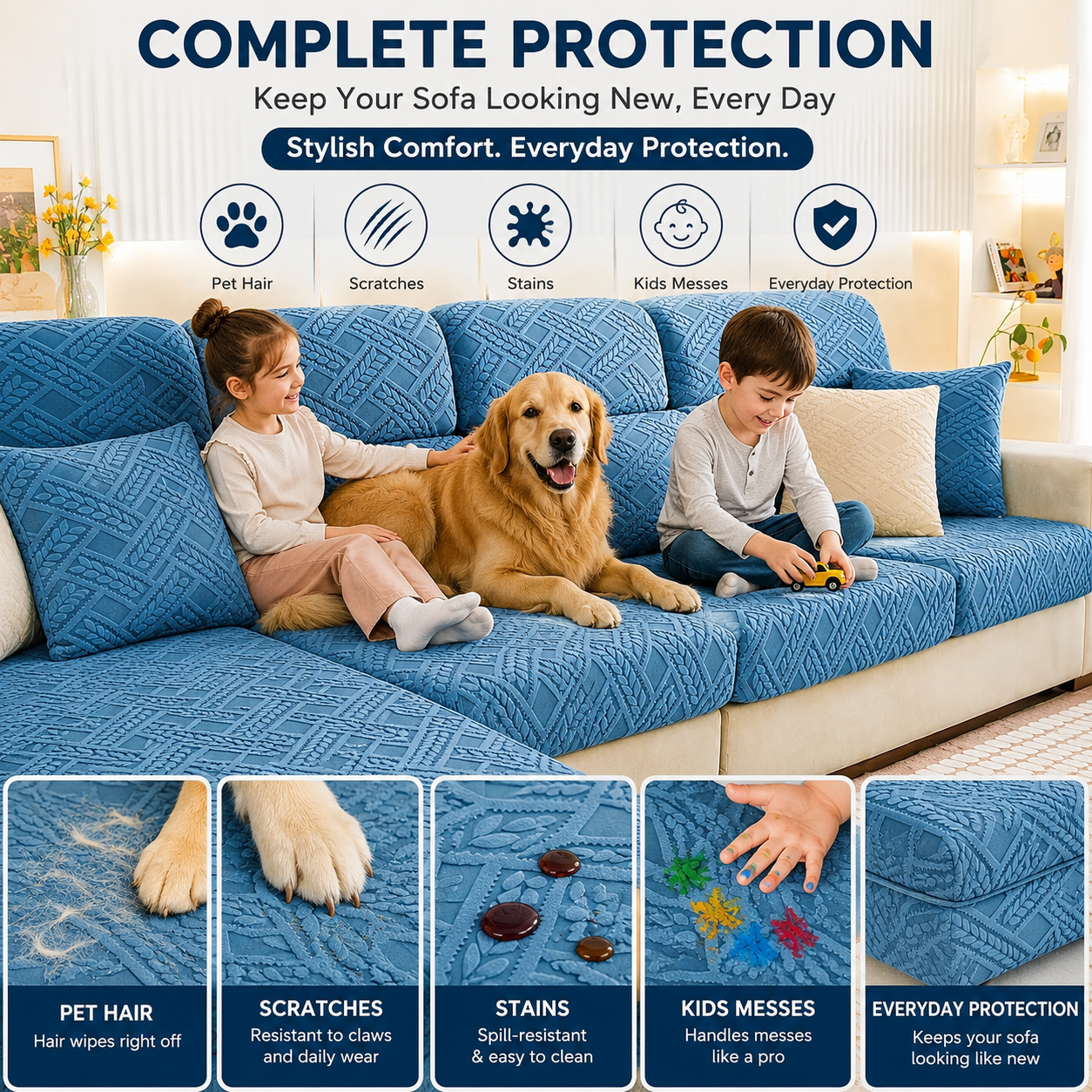 Anti Slip Jacquard Geometric L Shaped Sectional Cushion Sofa Couch Cover