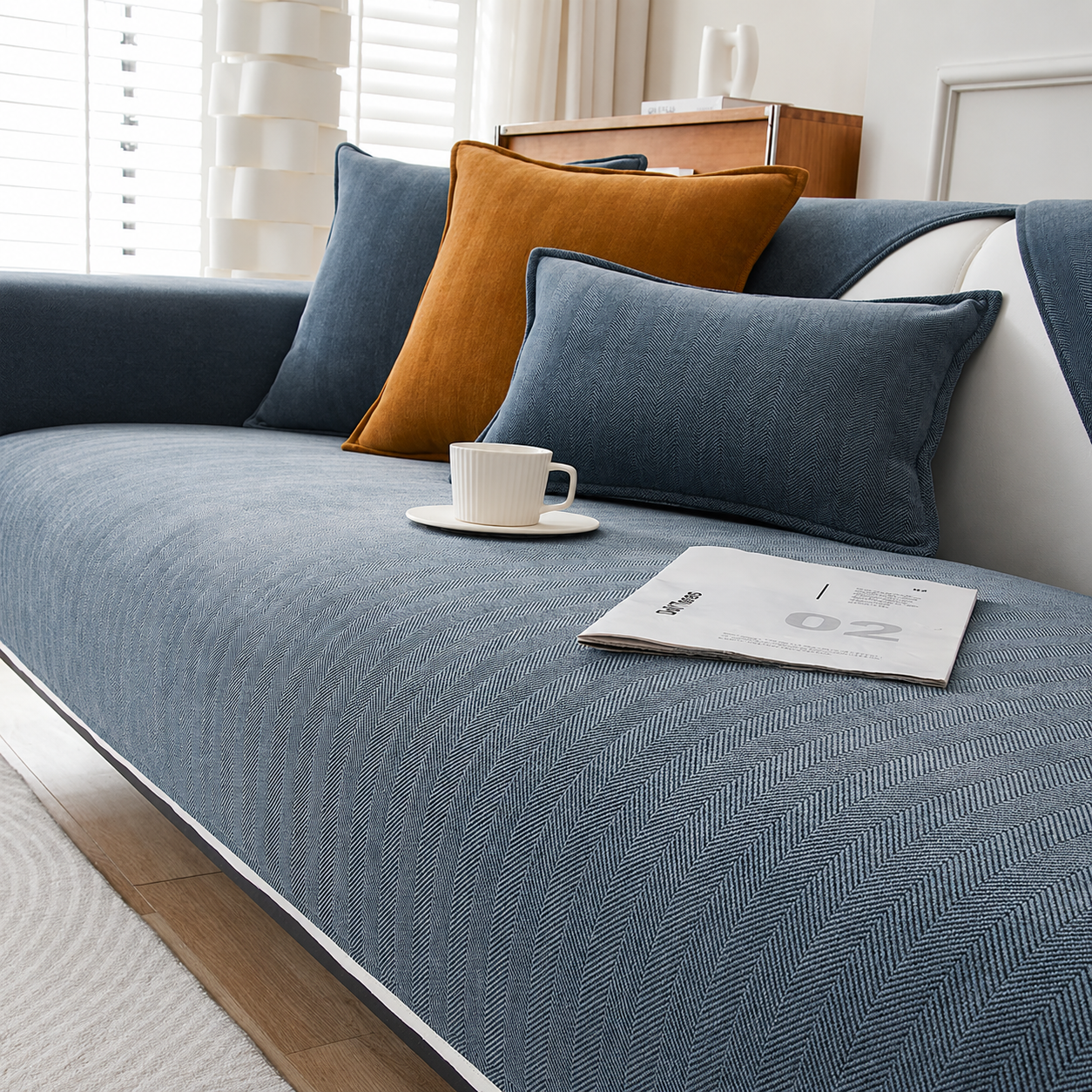 Non-Slip Boho Herringbone Chenille Sofa Couch Cover