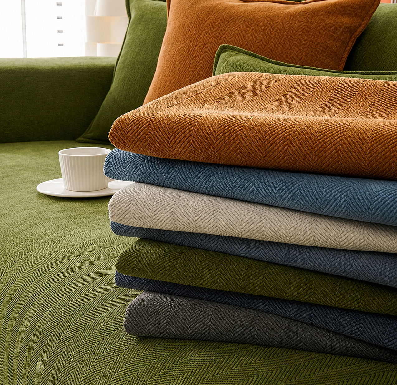 Non-Slip Boho Herringbone Chenille Sofa Couch Cover