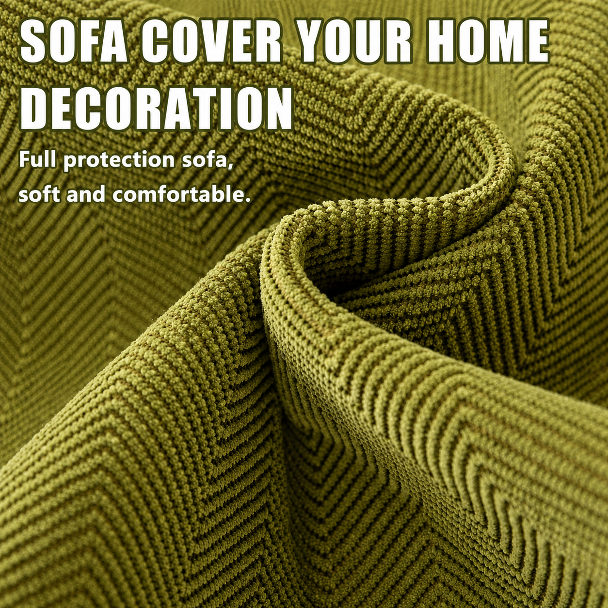 Non-Slip Boho Herringbone Chenille Sofa Couch Cover