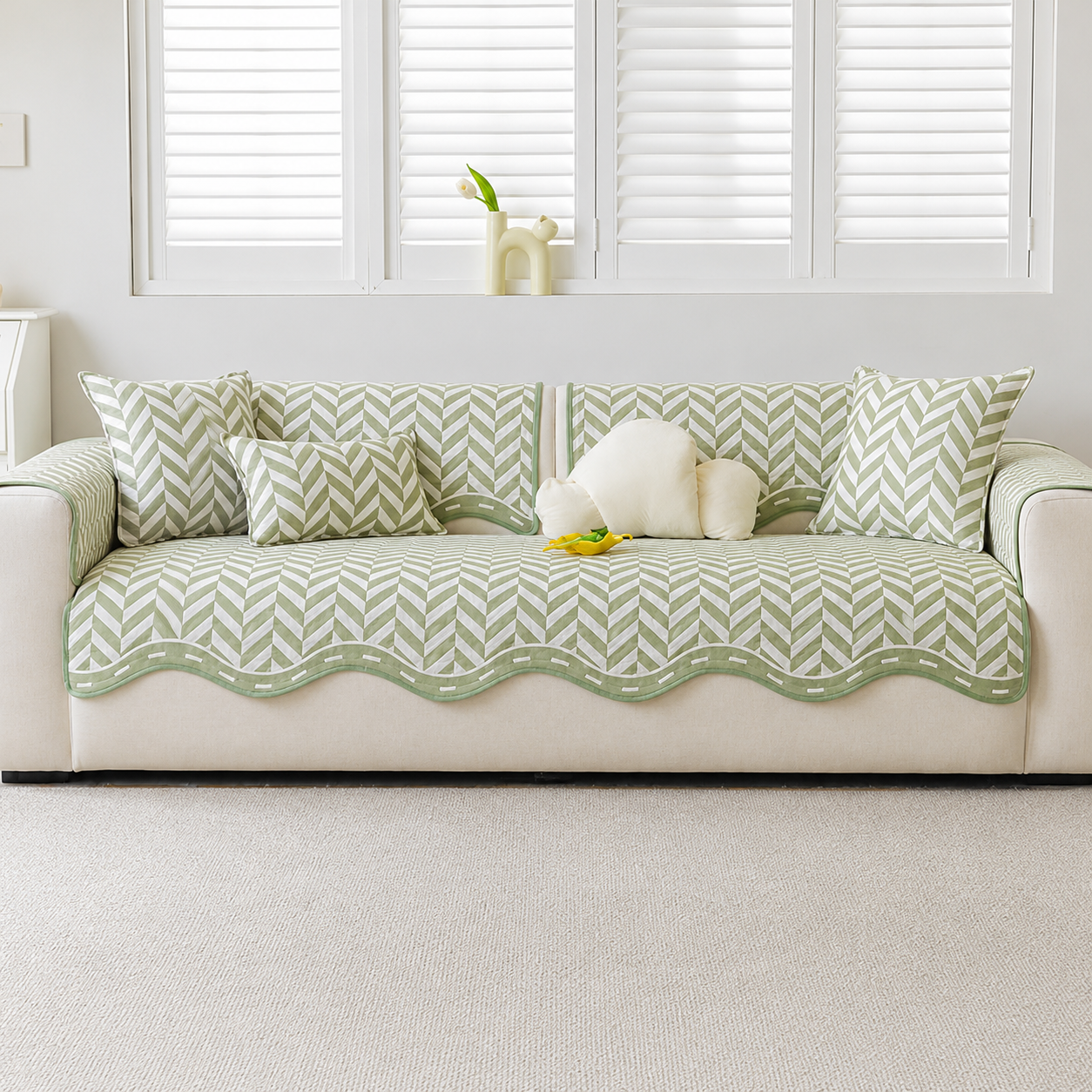 Non-Slip Ice Silk Geometric Sofa Couch Cover