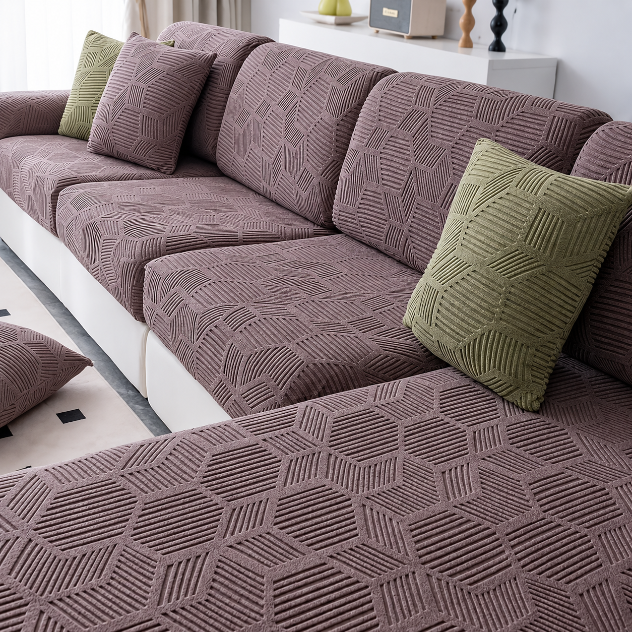 Anti Slip Cushion L Shaped Geometric Sectional Sofa Couch Cover