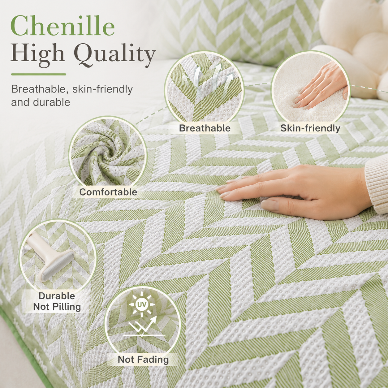 Non-Slip Ice Silk Geometric Sofa Couch Cover