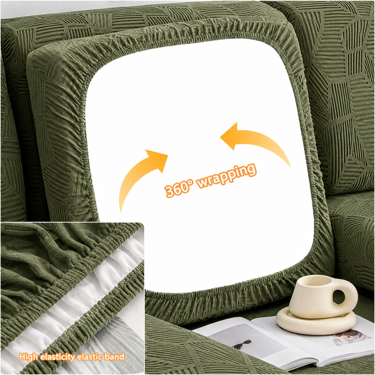 Anti Slip Cushion L Shaped Geometric Sectional Sofa Couch Cover