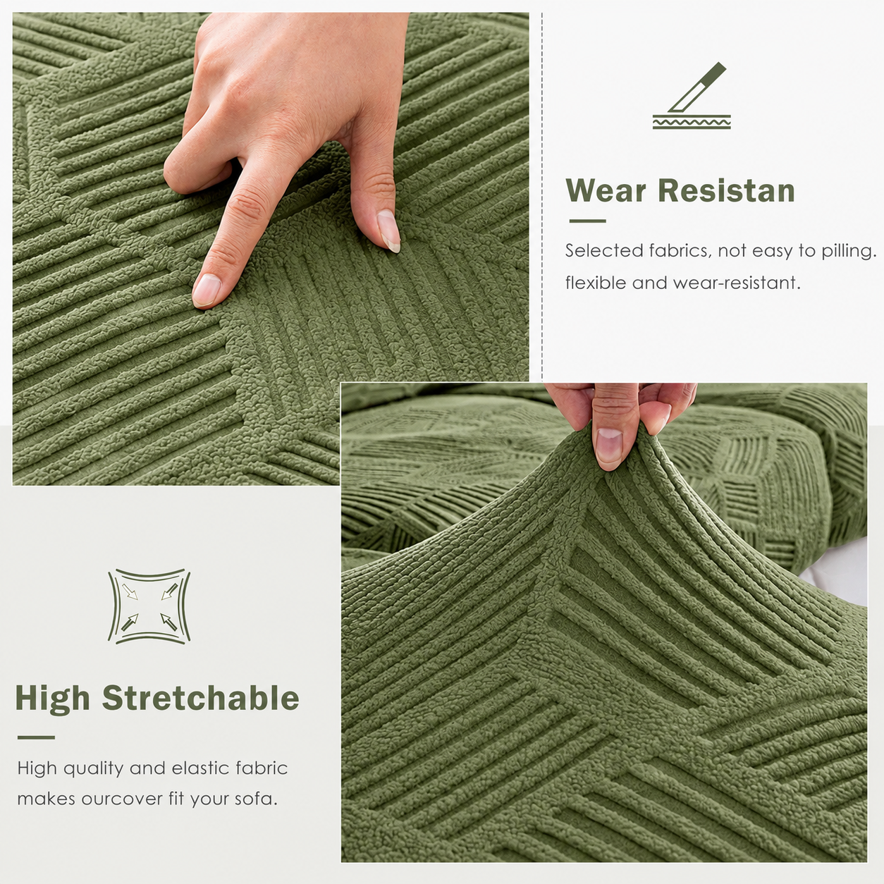 Anti Slip Cushion L Shaped Geometric Sectional Sofa Couch Cover