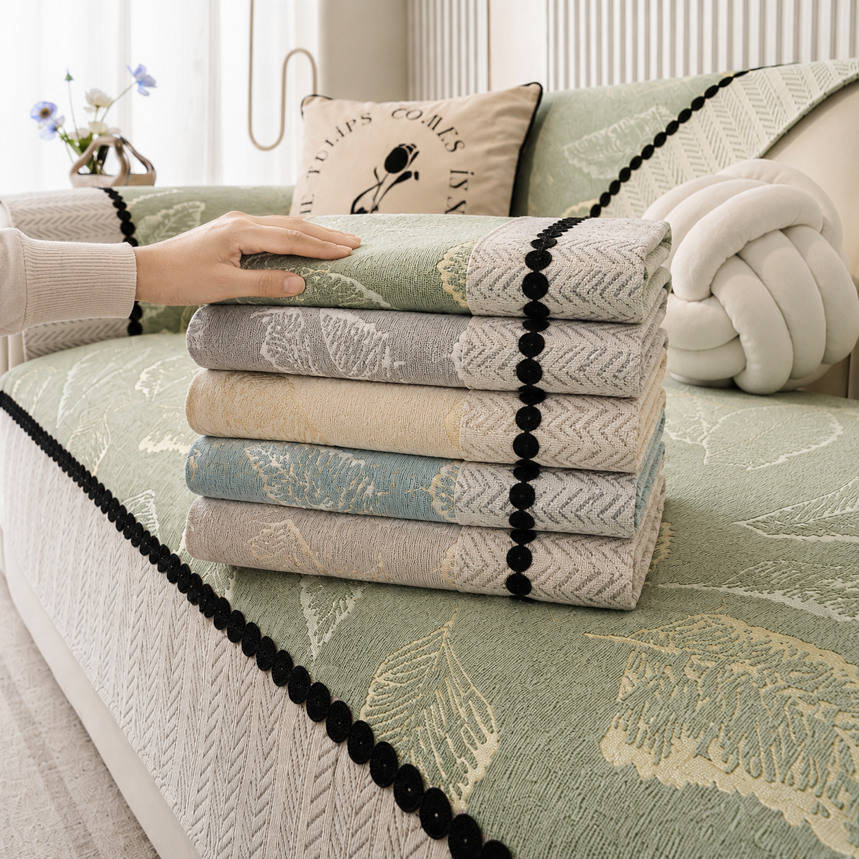 Non-Slip Jacquard Chenille Sofa Couch Cover