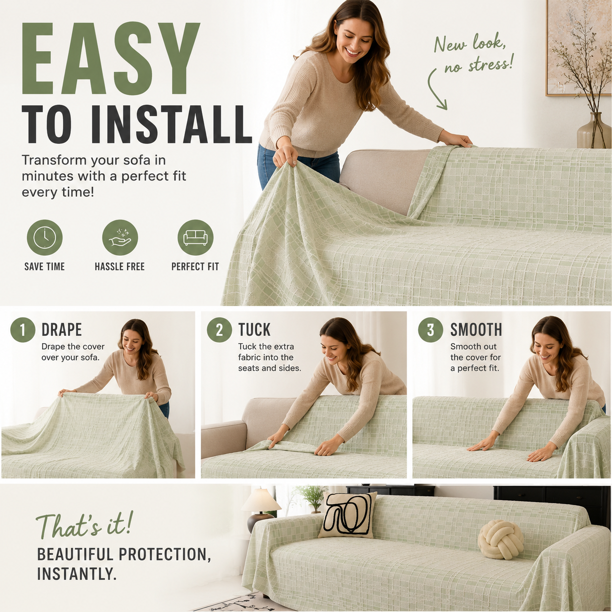 Non-Slip Plaid Geometric Jacquard Sofa Couch Cover