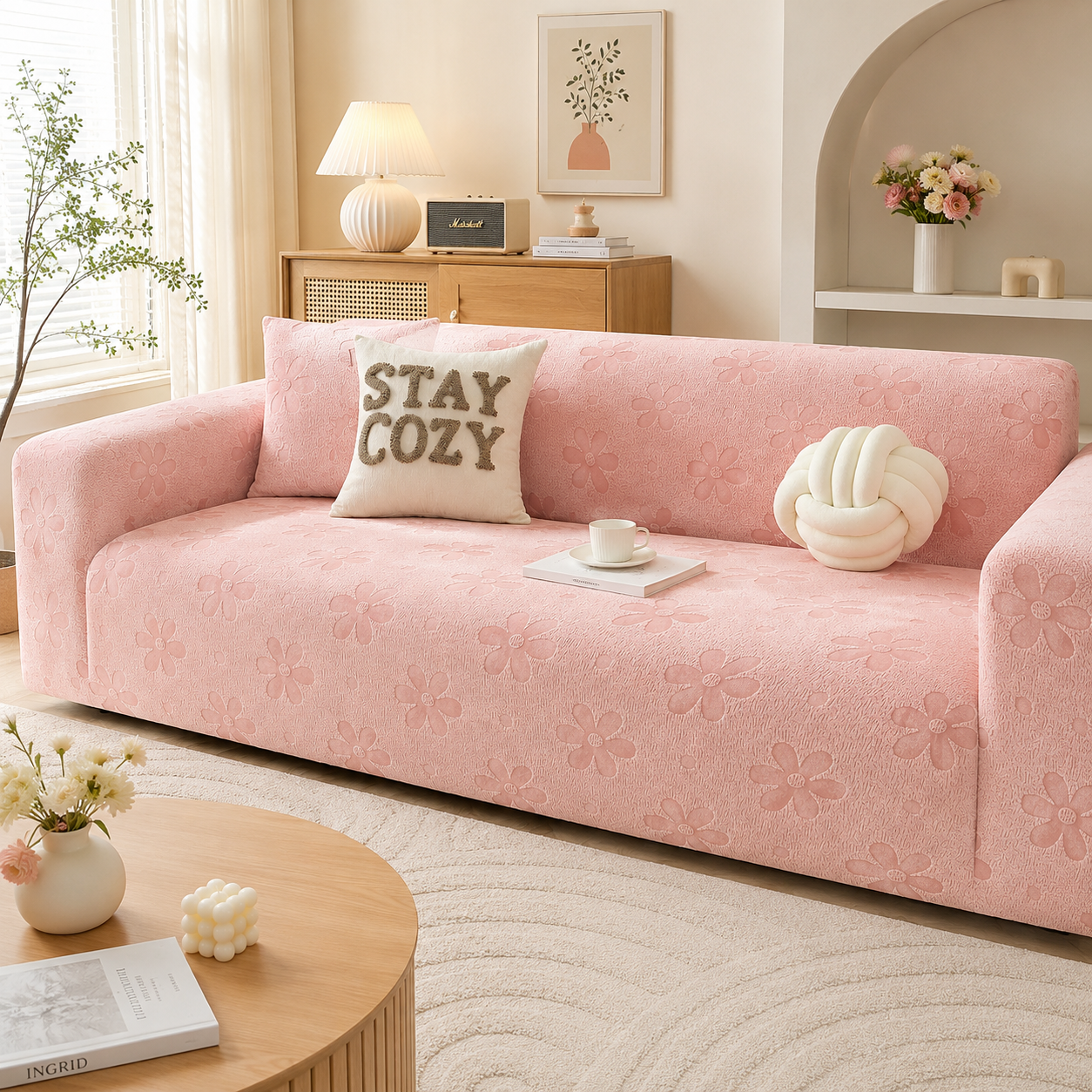 360 Floral Jacquard Slipcover Sofa Couch Cover