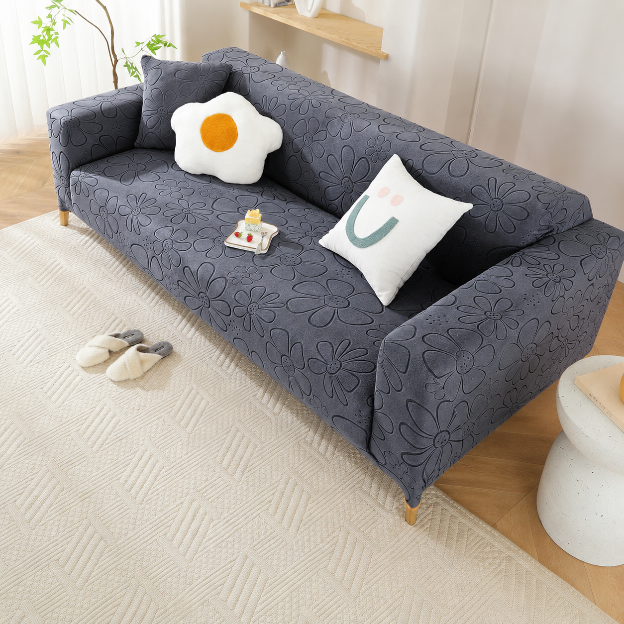 Anti Slip Slipcover Floral L Shape Sofa Couch Cover