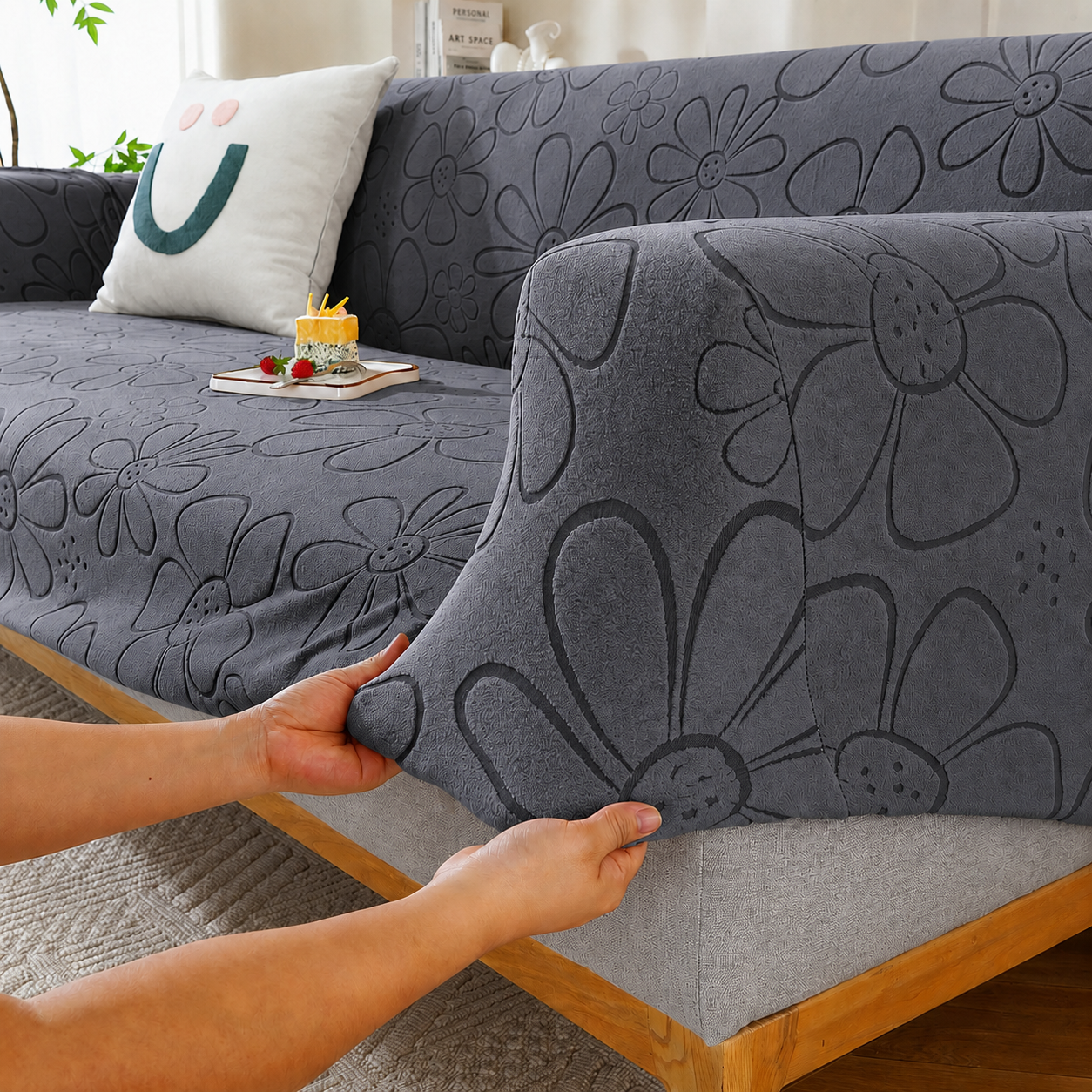 Anti Slip Slipcover Floral L Shape Sofa Couch Cover