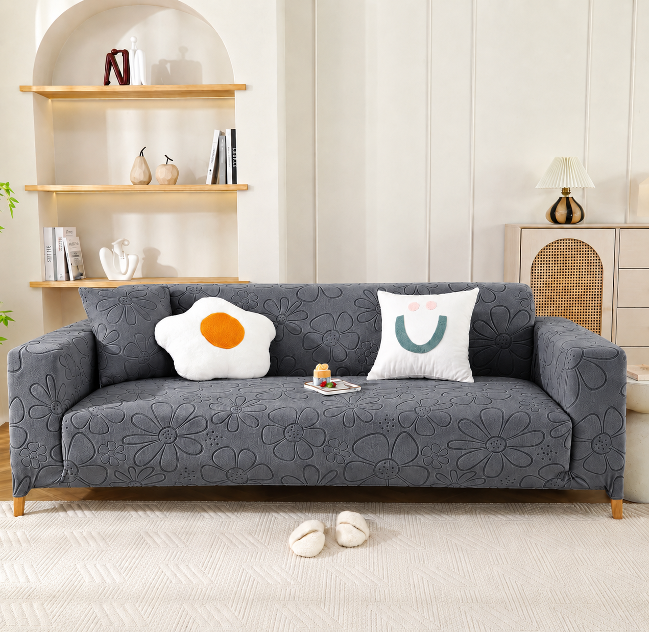 Anti Slip Slipcover Floral L Shape Sofa Couch Cover
