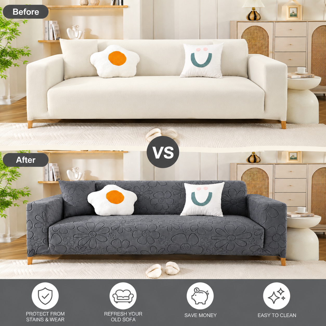 Anti Slip Slipcover Floral L Shape Sofa Couch Cover