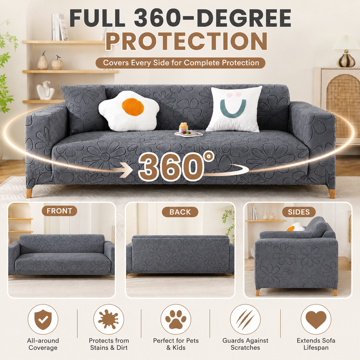 Anti Slip Slipcover Floral L Shape Sofa Couch Cover