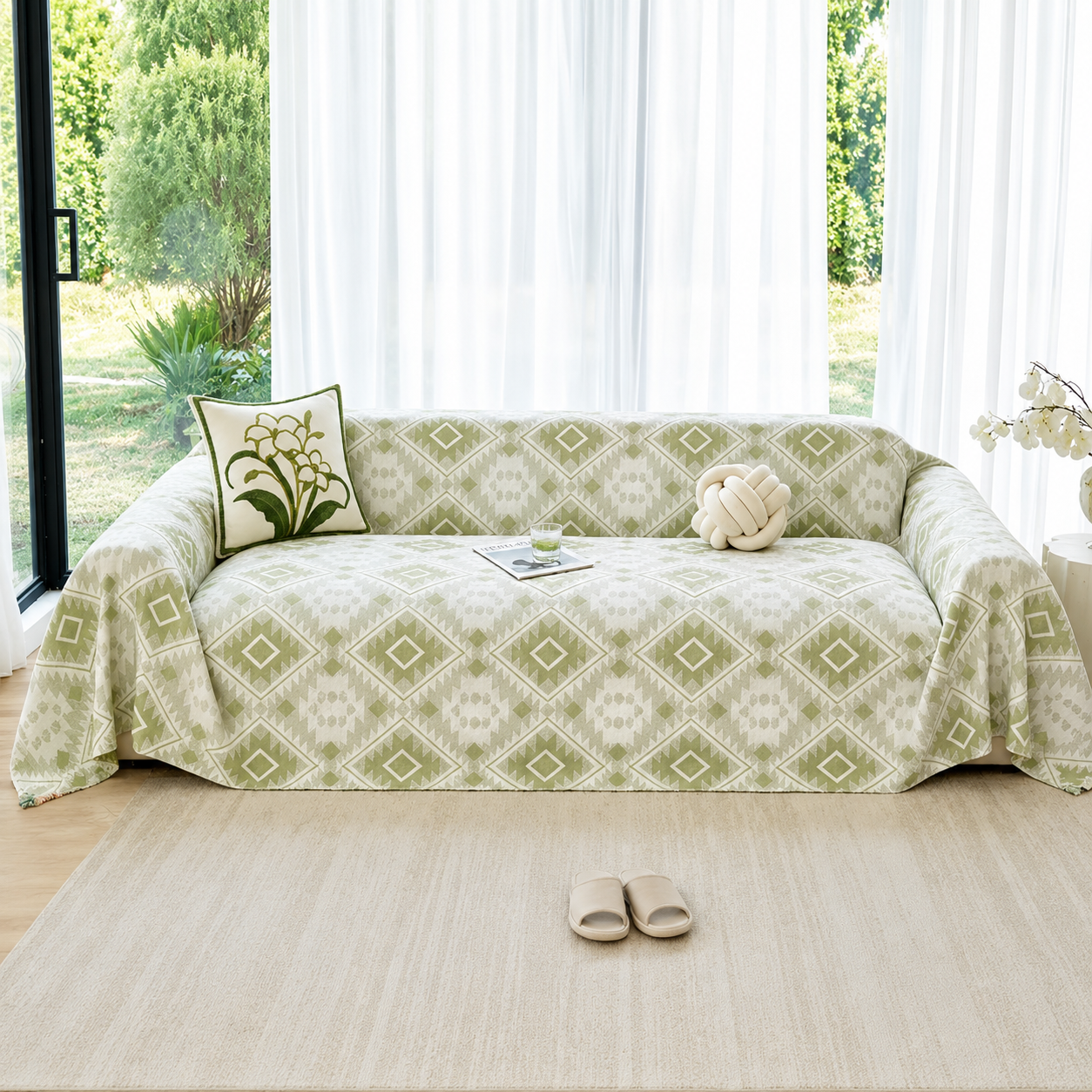 Anti-Slip Elegant Boho Geometric Sofa Couch Cover