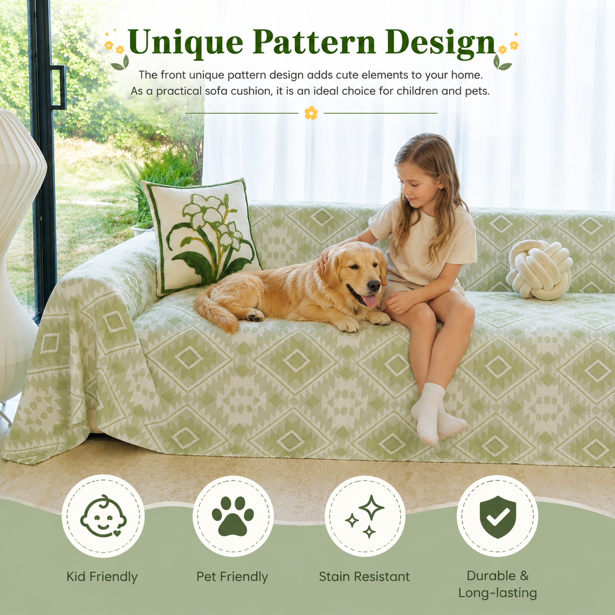 Anti-Slip Elegant Boho Geometric Sofa Couch Cover