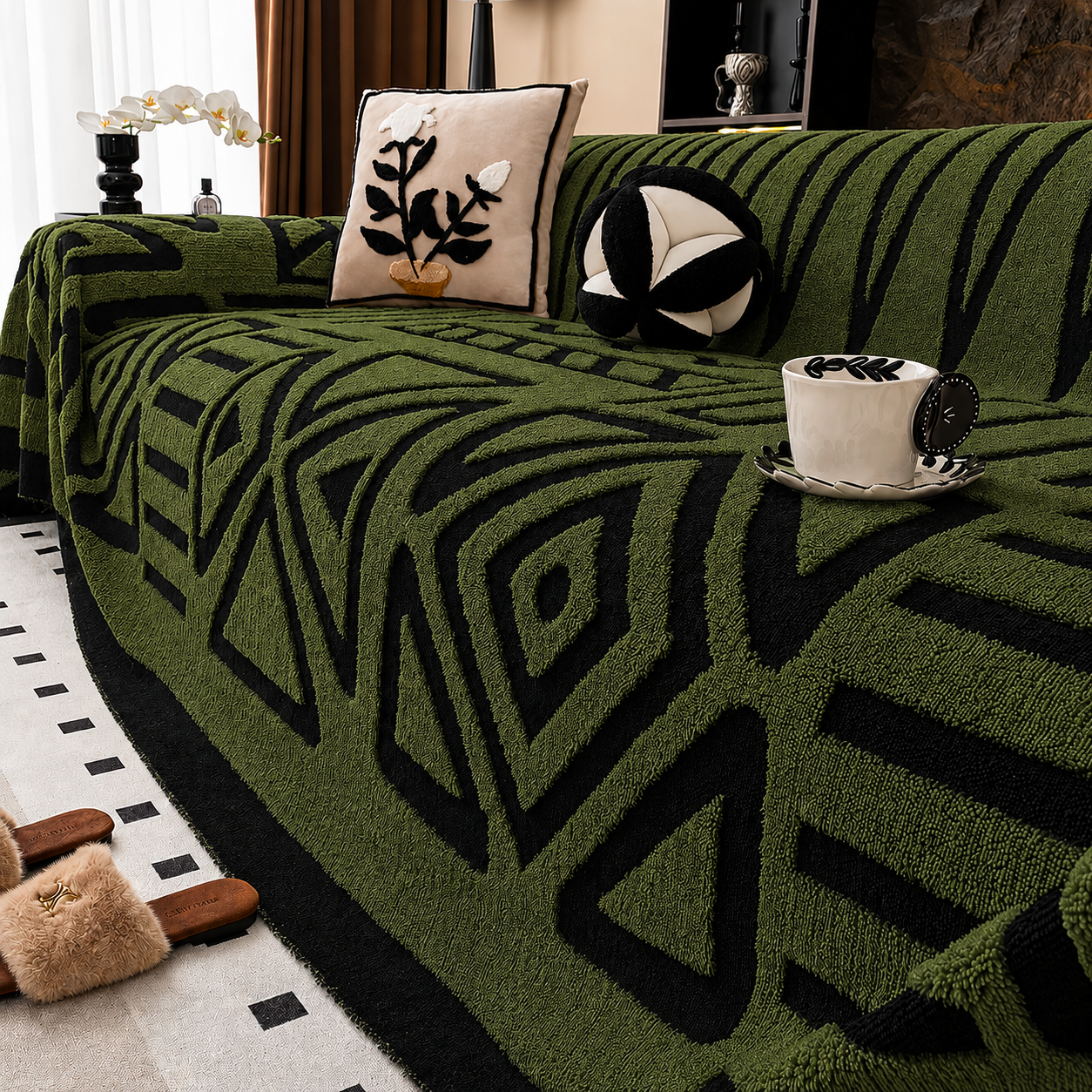 Funny Fuzzy Elegance Anti-Slip Sofa Couch Cover