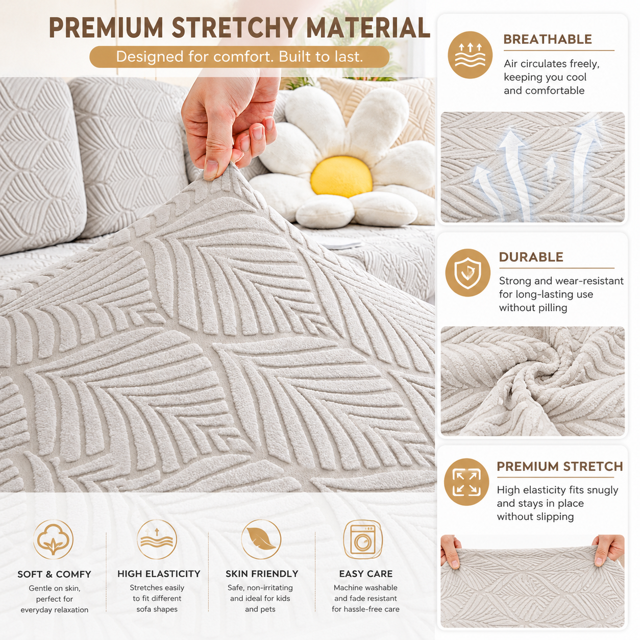 Non-Slip L Shaped Slipcover Jacquard Cushion Sofa Couch Cover
