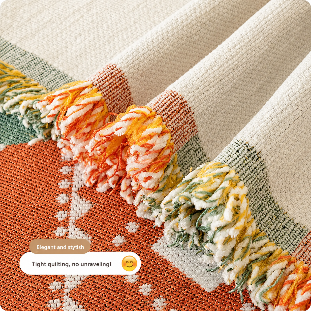 Non-Slip Boho Chenille Tassels Reversible Sofa Couch Cover
