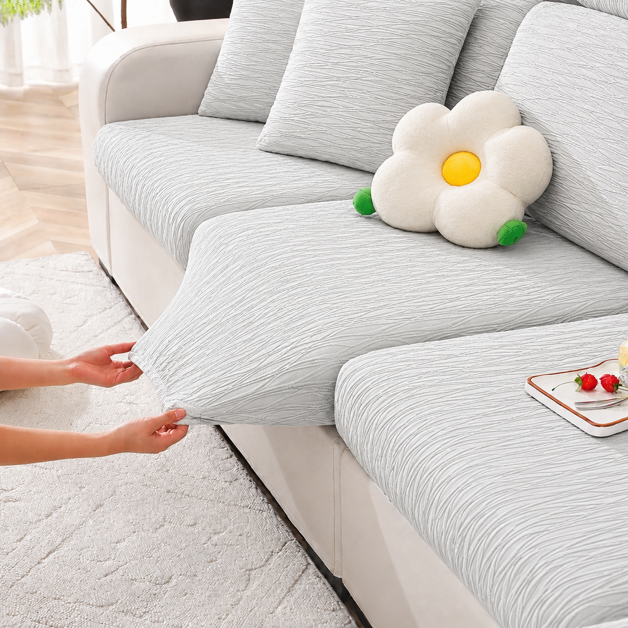 Anti Slip Jacquard L Shaped Sectional Cushion Sofa Couch Cover
