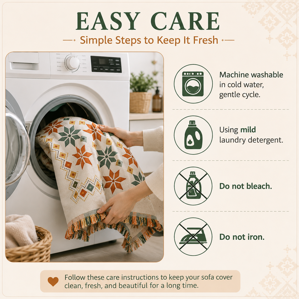 Non-Slip Boho Chenille Tassels Reversible Sofa Couch Cover