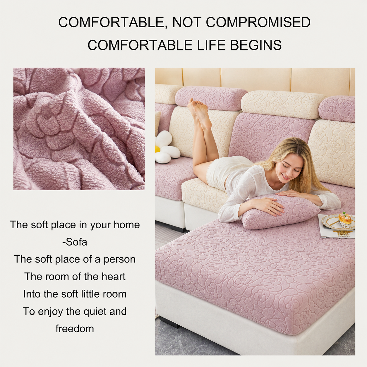 Anti Slip Floral L Shaped Sectional Cushion Sofa Couch Cover