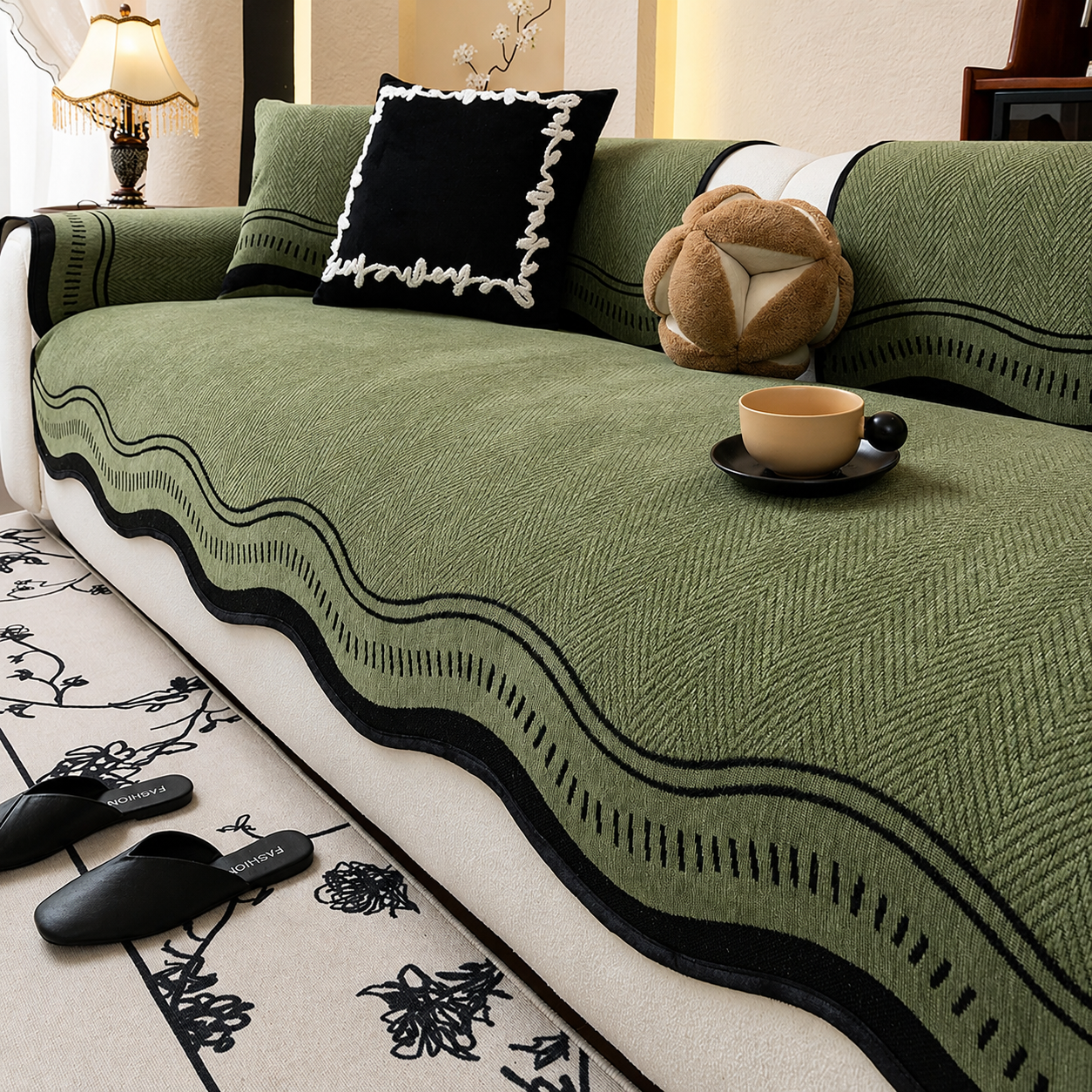 Non-Slip Quilted Chenille Sofa Couch Cover