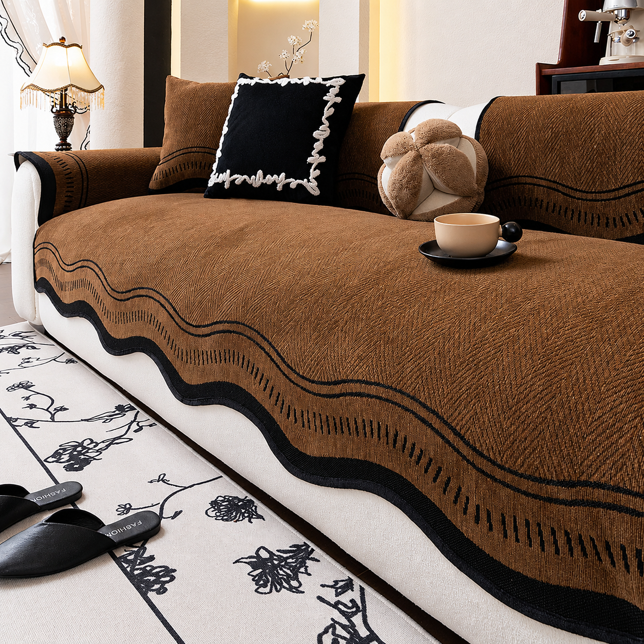 Non-Slip Quilted Chenille Sofa Couch Cover