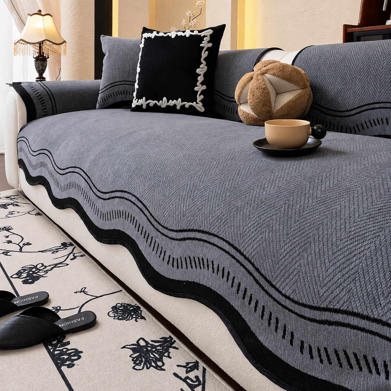 Non-Slip Quilted Chenille Sofa Couch Cover