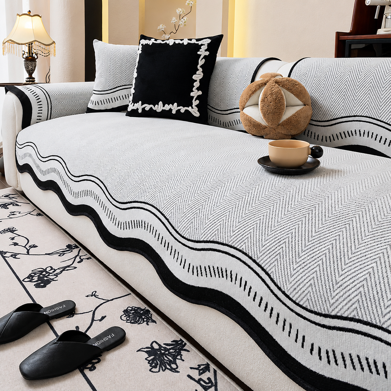 Non-Slip Quilted Chenille Sofa Couch Cover