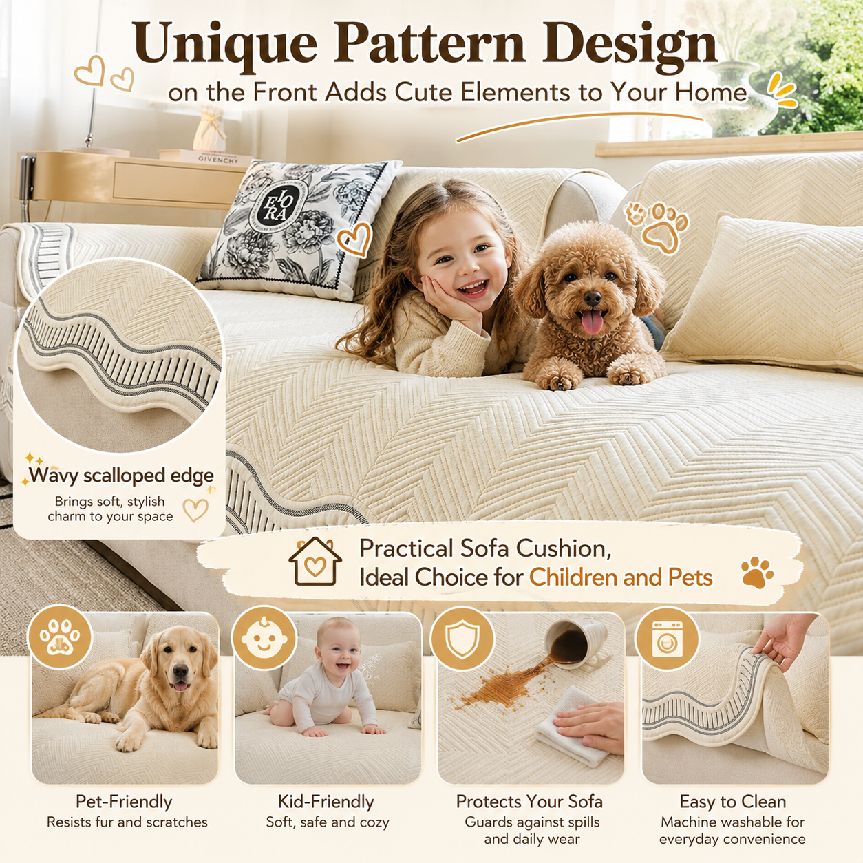 Non-Slip Quilted Chenille Sofa Couch Cover