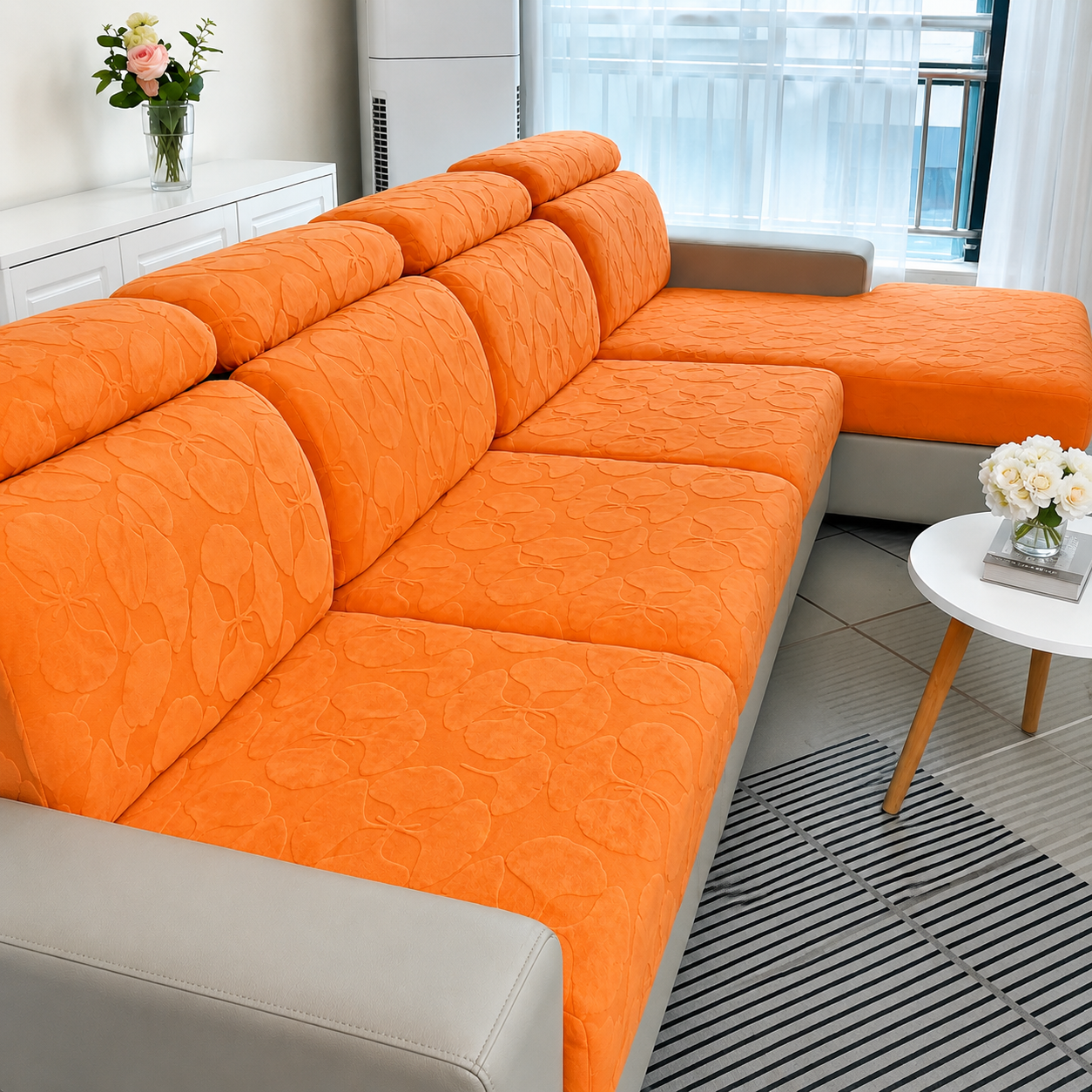 Anti Slip Floral L Shaped Sectional Cushion Sofa Couch Cover