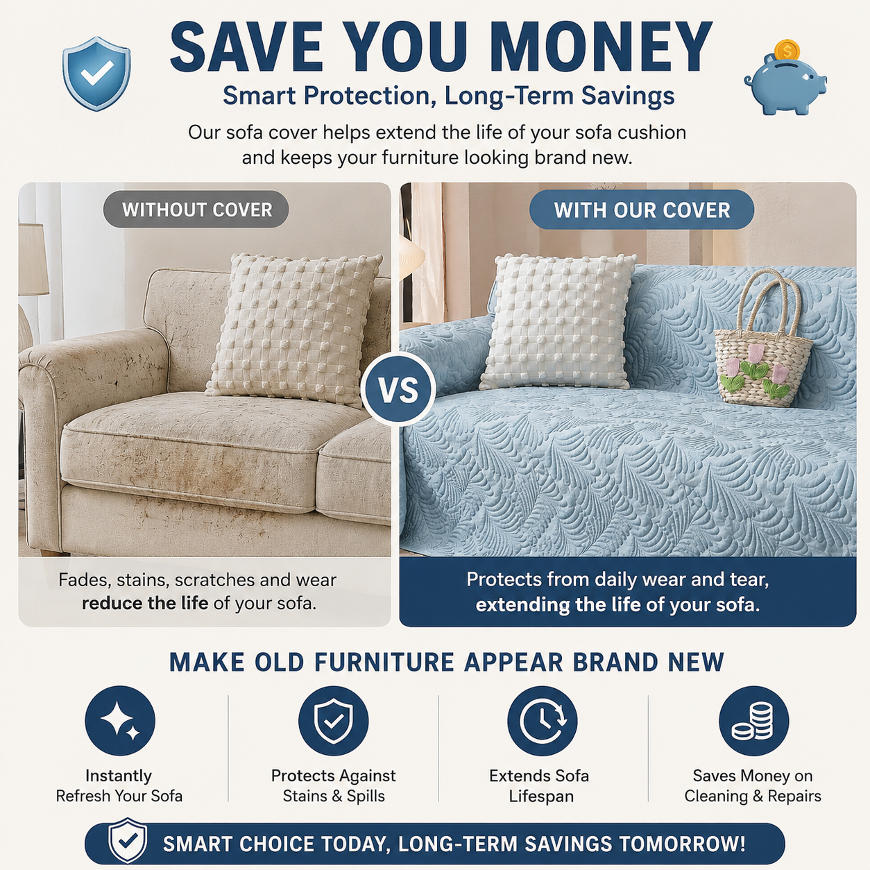 Non-Slip Elegant Quilted Tassels Sofa Couch Cover