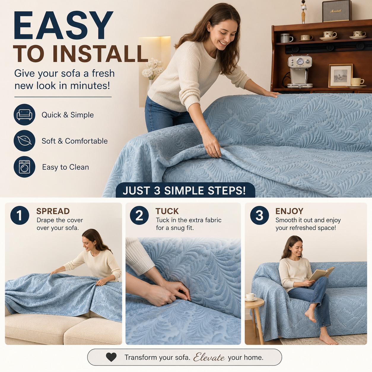 Non-Slip Elegant Quilted Tassels Sofa Couch Cover