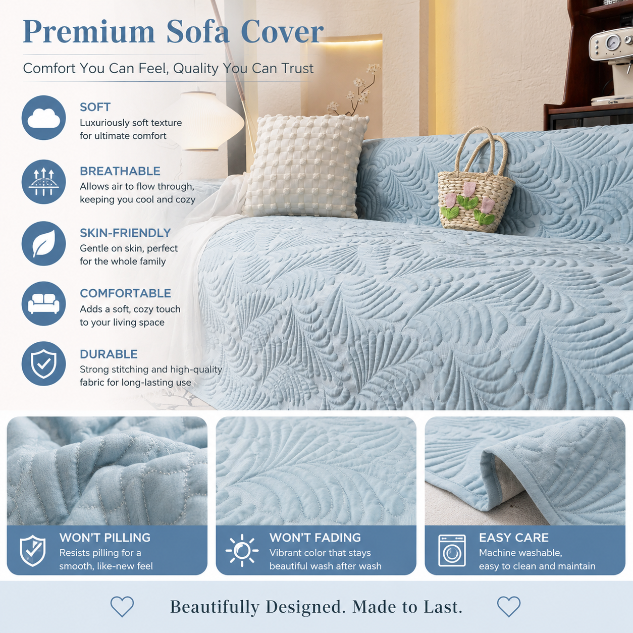 Non-Slip Elegant Quilted Tassels Sofa Couch Cover