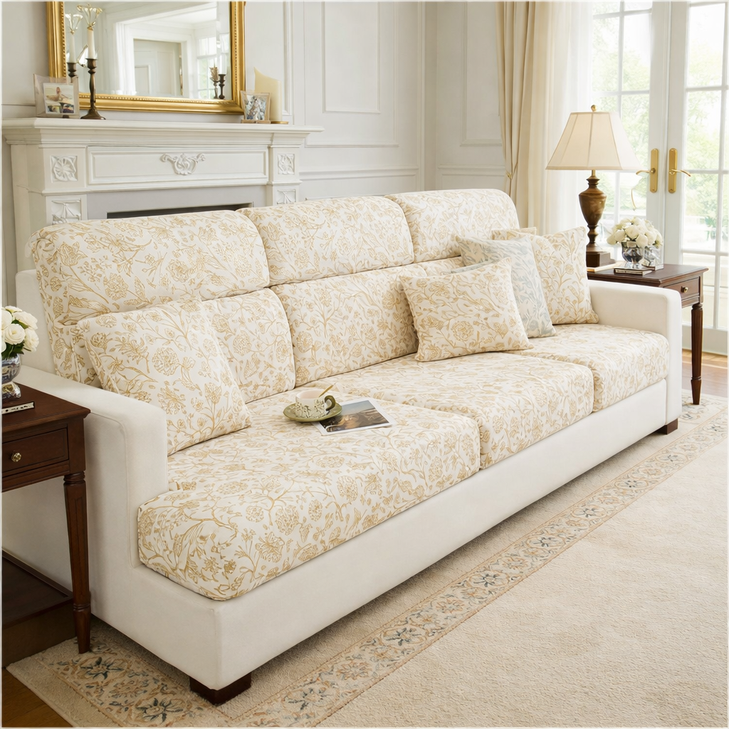 Flora Anti-Slip L Shaped Cushion Sofa Couch Cover