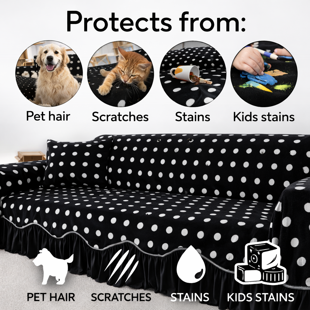Non-Slip Luxury Chenille Elegance Skirted Sofa Couch Cover