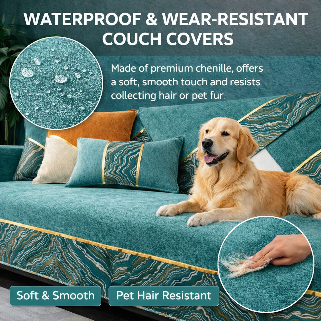 Non-Slip Wave Geometric Chenille Sofa Couch Cover