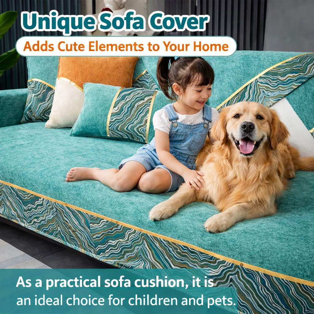 Non-Slip Wave Geometric Chenille Sofa Couch Cover
